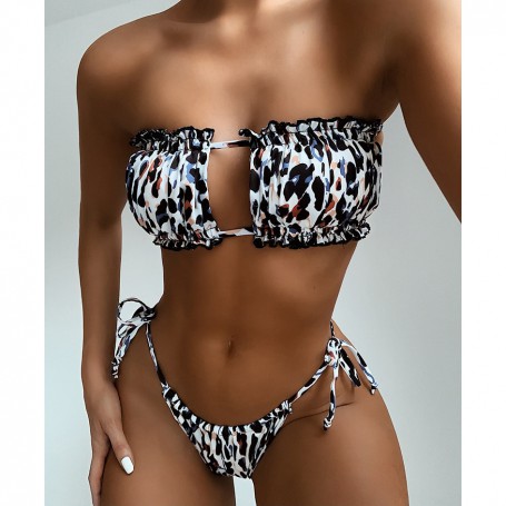 Sexy Bikini Pleated Swimsuit Female Swimwear Women Mini Thong Bikini Set