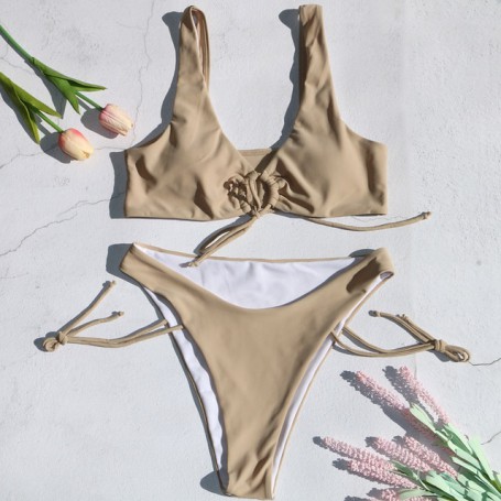 brown coffe swimwear wire free swimming women swimwear swimming swimsuits tank top low waist bikini
