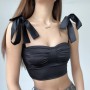 low cut shoulders lacing vest top