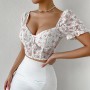 Camisole Crop Top Plus Size Office Lady Summer Vintage Printing Mesh Vest Tank White Corset V-neck Aesthetic Clothings
