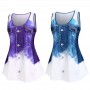 Print Top Summer Tunic Tanks For Women Lace Panel Camisole Shirt Ladies
