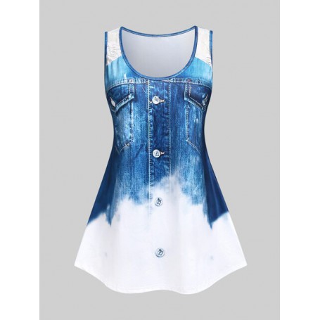Print Top Summer Tunic Tanks For Women Lace Panel Camisole Shirt Ladies