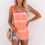 Women Tie-Dye Striped Printed Vest T-Shirts Casual Loose Oversize Tank Tops Ladies O-Neck Button Sleeveless T-Shirt