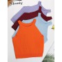 Crop Top Women Baby Tees Knitted 7 Solid Colors Vintage Streetwear Sexy White Orange Tank Top