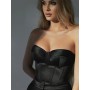 Satin Corset Crop Top with Cups Strapless Sexy Off Shoulder Party Sleeveless Bustier Tank Tops Women