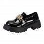 New Female Shoes Women Fashion Mary Janes Round Toe Flats Loafers Oxfords Platform Casual Rhinestones Ladies Heels Blac