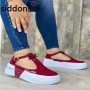New canvas shoes Summer Fashion Bow-knot Buckle Platform Shoes Ankle Strap Casual Flats Women Comfort Non Slip Loafers