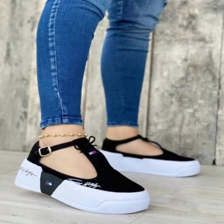 New canvas shoes Summer Fashion Bow-knot Buckle Platform Shoes Ankle Strap Casual Flats Women Comfort Non Slip Loafers