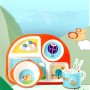 Children's Dish With Partitions Bamboo Fiber Food Plates For Baby Fall-proof Baby Feeding Bowl Cartoon Kids Tableware