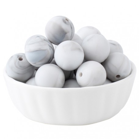 Keep&Grow 50Pcs 15mm Silicone Beads Food Grade Round Baby Teething Beads DIY Pacifier Chain Necklace Chewable Nursing Silicone