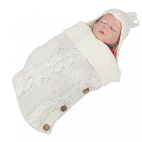 Sleeping Bag for Babies Newborn Baby Winter Warm  Swaddling Blanket Baby Stuff for Boy Girl Envelope Solid  Knitted 0-6 Months