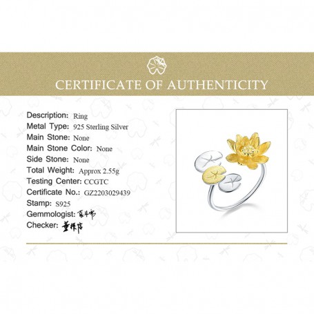 Lotus Fun Luxury 925 Sterling Silver Dating Elegant Water Lily Flower Adjustable Rings for Women Engagement Statement Jewelry