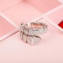 Classic 925 Sterling Silver Zircon Snake Bone Snake Head Ring Men's and Women's Same Fashion Brand Light Luxury Party Jewelry
