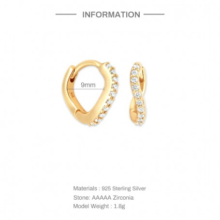 CANNER Real 925 Sterling Silver Zircon Wave Hoop Earrings Small Cute Round Huggies Earrings Female Charming Fine Jewelry Gifts