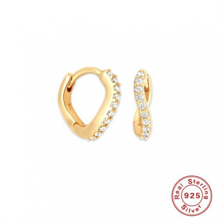 CANNER Real 925 Sterling Silver Zircon Wave Hoop Earrings Small Cute Round Huggies Earrings Female Charming Fine Jewelry Gifts