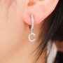 1 Pair 925 Sterling Silver Ear Buckle A-Z Letter Earrings Pave Crystal Small Hoop Earrings For Women Alphabet Fashion Jewelry