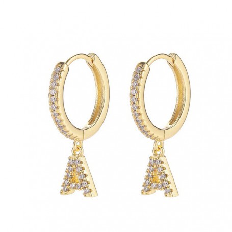 1 Pair 925 Sterling Silver Ear Buckle A-Z Letter Earrings Pave Crystal Small Hoop Earrings For Women Alphabet Fashion Jewelry