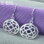 925 Sterling Silver Round Flowers Drop Earrings For Woman Wedding Engagement Fashion Party Charm Jewelry