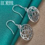 925 Sterling Silver Round Flowers Drop Earrings For Woman Wedding Engagement Fashion Party Charm Jewelry