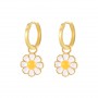 925 Pink White Daisy Enamel Hoops Earrings Piercing Aretes Woman Jewelry Bijoux Femme Серьги