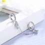 Hollow Double Ear Hole Hoop Earrings 925 Sterling Silver Zircon Chain Trendy Tassel Earring Jewelry for Women Girl