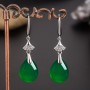 Natural Green Jade Chalcedony Water Drop Earrings 925 Silver Carved Charm Jadeite Jewelry Fashion Amulet for Women Gifts
