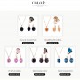 Wedding Rose Gold Color Jewelry Sets Big CZ Blue Stone Pendant Choker Necklace Earrings For Women Mother's Day Gift