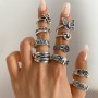 Vintage Animal Snake Owl Rings For Women Men Silver Color Butterfly Mushroom Rings Devil's Eye Adjustable Rings Jewelry