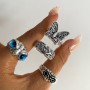 Vintage Animal Snake Owl Rings For Women Men Silver Color Butterfly Mushroom Rings Devil's Eye Adjustable Rings Jewelry