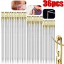 36pcs Self-Threading Sewing Needles Stainless Steel Quick Automatic Threading Needle Stitching Pins DIY Punch Needle Threader