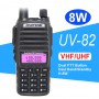 UV82 8W Portable Radio Walkie Talkie Dual PTT Two Way Vhf Uhf Dual Band Amateur CB Radio Comunicador Receiver Transmiter