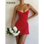 Elegant Mini Dress For Women Fashion Strap Red Slim Club Party Dresses Summer Sexy Sleeveless A-line Dress Birthday Outfits