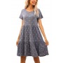 Dot Round Neck Short Sleeve Loose Swing Casual Dress For Womens Summer