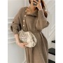 Winter Sweater Dress Women Turtleneck Pullovers Ladies Buttons Solid Long Sleeves Jumpers Female Elegant Skirts Robe Femme