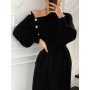 Winter Sweater Dress Women Turtleneck Pullovers Ladies Buttons Solid Long Sleeves Jumpers Female Elegant Skirts Robe Femme
