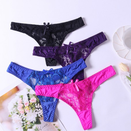 New Arrival Sexy Lace Thong Panties Woman Hollow out Solid See Through Women Panties S M L XL Women Underwear Breath