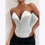 Bodysuit Woman White Sexy V-Neck Tube Top One-Piece Top Female Tight-Fitting Bottoming Shirt Slim Top Bodysuit