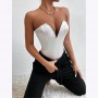 Bodysuit Woman White Sexy V-Neck Tube Top One-Piece Top Female Tight-Fitting Bottoming Shirt Slim Top Bodysuit