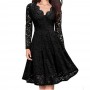 Women's Clothing, Solid Color Pleated Lace Temperament Slimming Sleeveless Large Swing Dress