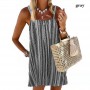 Summer  Women'S Fashion Spaghetti Straps Mini Striped Dresses Camisole Top Feminine Loose Casual Party Skirts