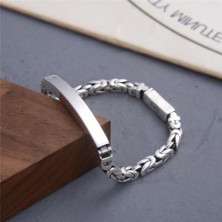 Genuine S925 Sterling Silver Smooth Plain Color Couple Bracelet Men and Women Retro Design Thailand Silver Jewelry Wholesale