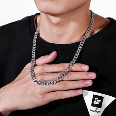 925Sterling Silver Men's Necklace Retro Personality Creative Tiger Head Totem Grass Pattern Thai Silver Cuban Chain Jewelry Gift