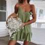 Sexy Spaghetti Strap Ruffle Dress Women Summer Dress 2021 Cotton Linen Vestidos Green Dresses Off Shoulder Sexy Mini Sundress