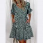 Summer New Women's Fashion Short Print Ruffle Pocket Plus Size Dress