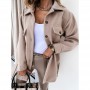 Office Lady Lapel Shirt Jacket Women  Casual Long Sleeve Single Breasted Female Top Coat Thick Solid Loose Coats