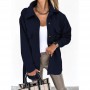 Office Lady Lapel Shirt Jacket Women  Casual Long Sleeve Single Breasted Female Top Coat Thick Solid Loose Coats