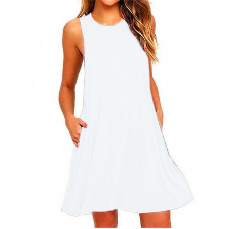 Mini Dress for Women  Summer Solid Casual Women Sexy Short Sleeve T-shirt Skirt Ladies Basic Elegant Dress Summer