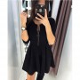New Fashion Casual Three Quarter Sleeve ONeck Four-leaf Zip Dress Party  Prom Sexy Dresses Female Vintage Vestidos