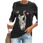 Cute Cat Print Casual Women T-shirt Long Sleeve Plus Size Autumn New Cartoon Tees Women's 3XL 4XL 5XL Blue Black Shirts Femme