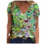 New Summer Oversized Tops Women Element Print T Shirt Streetwear Casual Short Sleeve V-Neck Lady Tee Top  Size 4XL 5XL